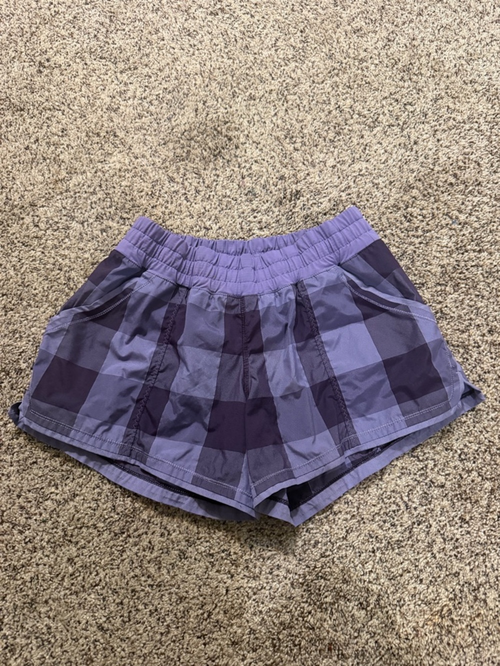 lululemon athletica Purple Plaid Athletic Shorts